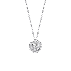 Elegant S925 sterling silver rose necklace with sparkling zircon pendant for women