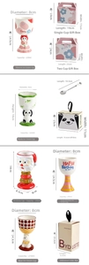 Detailed size specifications for creative ceramic ice cream cups and gift packaging boxes