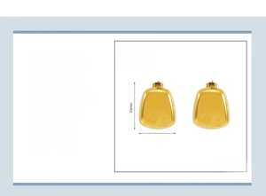 Dettaglio delle dimensioni 25x22mm di orecchini geometrici minimalisti in acciaio placcato oro 18K