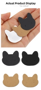Cat-shaped cardboard earring display cards in black, white, and kraft brown colors