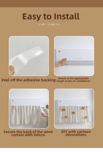 Installation steps for air conditioner deflector with velcro and cartoon bears