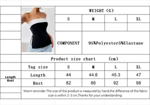 Gedetailleerde maattabel voor crop top met lengte- en borstomvang in centimeters