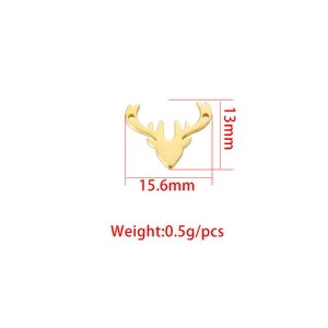 Gold stainless steel deer head pendant connector 13mm by 15.6mm for DIY jewelry making