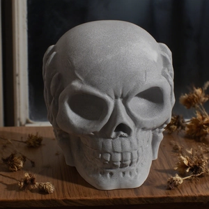 Realistic gray skull ornament with matte texture for DIY resin crafts and Halloween decor