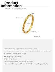 Detailed size specifications for 18k gold plated stainless steel gear texture bracelet