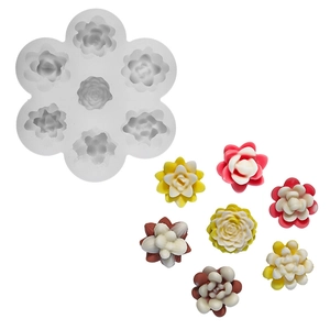 7-cavity succulent cactus silicone mold for realistic DIY flower shaped resin crafts