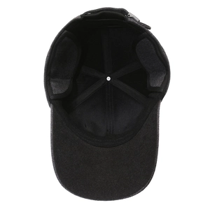 Winter thermal baseball cap for men with warm ear flaps and thick grey fabric lining