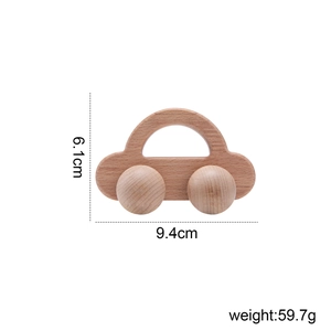 Detailed dimensions of the walnut wood mini car toy showing 9.4cm length and 6.1cm height