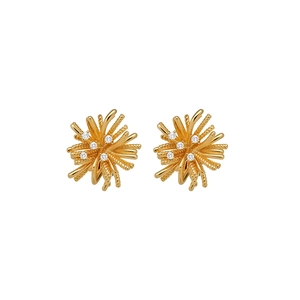 Exquisite 18k gold plated firework stud earrings with sparkling cubic zirconia accents