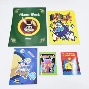 Set of colorful mini cartoon magic books and animation coloring books for kids magic tricks