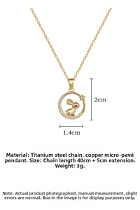 Detailed size specifications of rabbit necklace with 40+5cm titanium steel chain