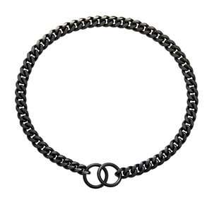 10mm black stainless steel Cuban dog collar chain with double ring buckle design