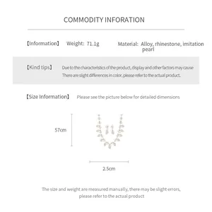 Guide des tailles pour parure de mariée montrant collier de 57cm et matériaux en alliage