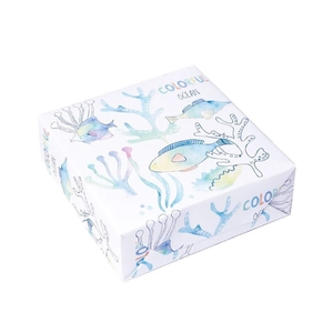 Colorful ocean themed watercolor gift box made of premium white kraft paper