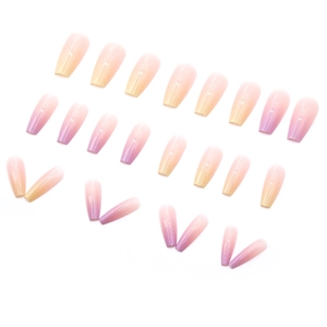 Macaron gradient ballerina press-on nails in lavender and peach 24-piece set