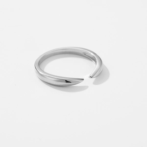 Irregular textured S925 sterling silver open adjustable ring with tapered streamline design