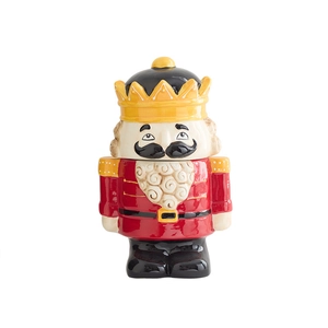 Nutcracker King ceramic candy jar with crown lid for Christmas festive desktop decoration