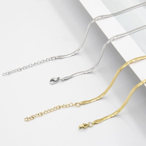 Minimalist gold and silver stainless steel snake chain necklaces with lobster clasp
