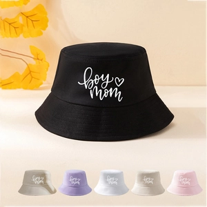 Bob En Coton Imprimé Lettre Boy Mom Coeur Protection Solaire Respirant Extérieur Voyage Décontracté Pour Femmes