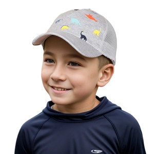 Nahaufnahme der Kinder Sommer Mesh-Baseballkappe mit buntem Cartoon-Dinosaurier-Druck