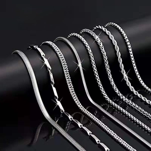 Catena Sola Senza Ciondolo in Argento Sterling 925 per Donna Uomo Collana Fai-da-te Catena a Scatola Onda d'Acqua Gioielli Regalo