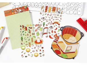 Detailed 2.5D hot pot restaurant themed decorative stickers set for DIY scrapbooking