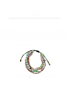 Detail view of multi-layer beaded crystal bracelet with dimensions and 8.5g weight info