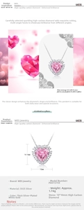 Dettaglio collana cuore 10mm con diamante di carbonio rosa e montatura argento S925