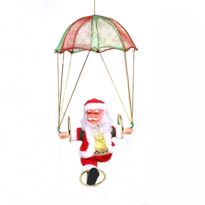 Electric musical parachute Santa Claus hanging ornament for Christmas holiday home decor