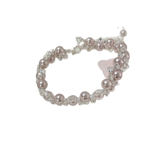 Elegant lavender pearl bracelet with sparkling zircon roses and court style silver details