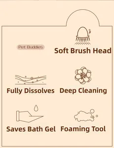 Detail showing soft silicone bristles for deep cleaning and lathering pet bath brush