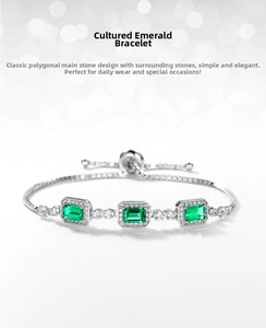 Close-up of S925 sterling silver bracelet with emerald-cut stones and adjustable clasp