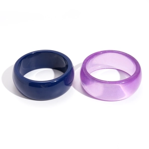 Retro resin bangle set with dark blue and purple glitter geometric round bracelets