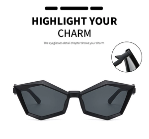 Detail view of the hinge structure on black geometric oversized sunglasses for women