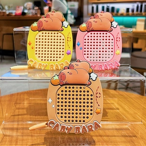 Three colorful Capybara magnetic drawing board keychains in yellow, pink, and brown