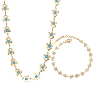 Bohemian Stainless Steel Bracelet With Colorful Drip Oil Floral And Heart Charms For Women Elegant Accessory Adjustable