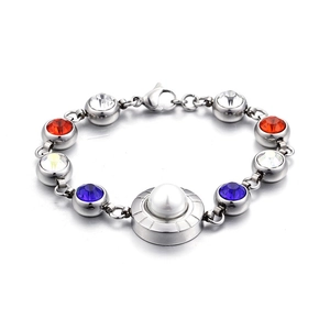 Women Fashion Bracelet 316L Stainless Steel With Colorful Crystal And Shell Artificial Pearl Elegant Jewelry Gift