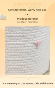 Close-up of durable woven cotton rope texture on the minimalist storage basket