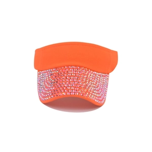 Visiera parasole arancione brillante per donna con strass e tessuto a rete fresco