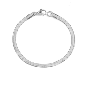 Minimalist silver stainless steel flat snake bone chain bracelet for women and couples
