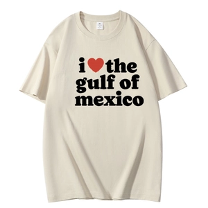 T-shirt en coton coupe ample couleur abricot avec imprimé Gulf of Mexico