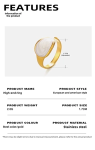 Detail of adjustable gold-plated ring with white enamel inlay and 1.7cm diameter mark
