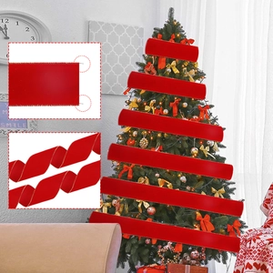 10M red velvet Christmas ribbon with gold edges for tree ornaments and festive gift wrapping