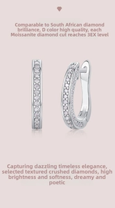 Detail of 925 sterling silver U-shaped earrings with D-color Moissanite stones