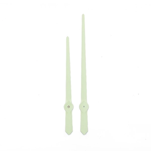 Luminous quartz clock hands set made of aluminum with green fluorescent finish