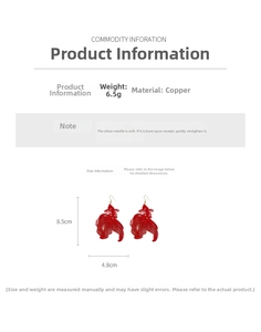 Spécifications de taille et poids pour boucles d'oreilles carpe koï rouge en cuivre