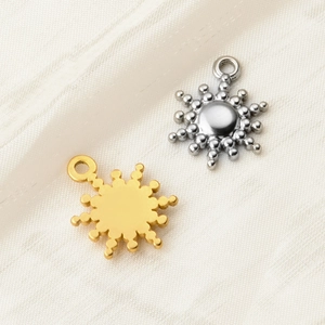 Golden and silver stainless steel sun charms for DIY necklace and earring jewelry making