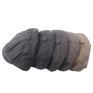 Classic cotton newsboy caps in five vintage colors with decorative top buttons