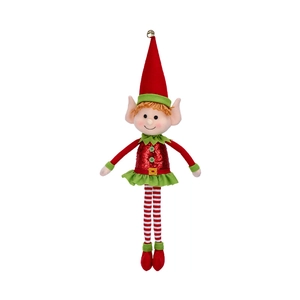 65cm Christmas elf plush toy with red sequins and striped long legs for holiday decoration