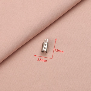 Detail of silver stainless steel cord end connector showing dimensions 5.5mm x 12mm